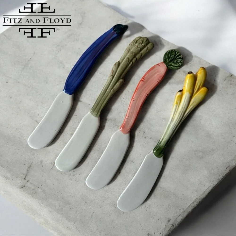 Fitz and Floyd Hand-Painted Veggie Canapé Knives